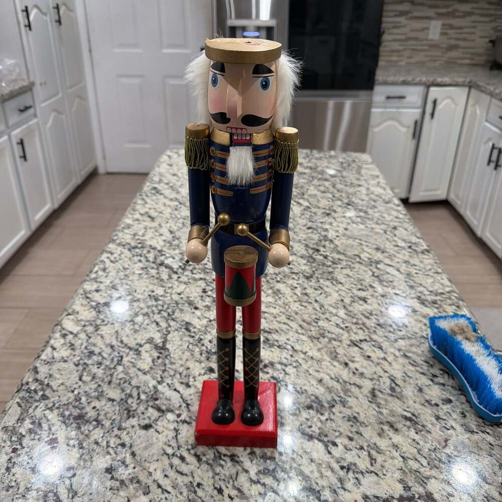 Kurt Adler 15" Wooden Nutcracker Drummer Blue Uniform. No hat.‎
